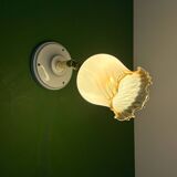 Vintage tulip wall light in white and amber glass