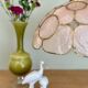 Vintage mother-of-pearl and brass lampshade pendant light