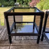 Paire de table basse en rotin