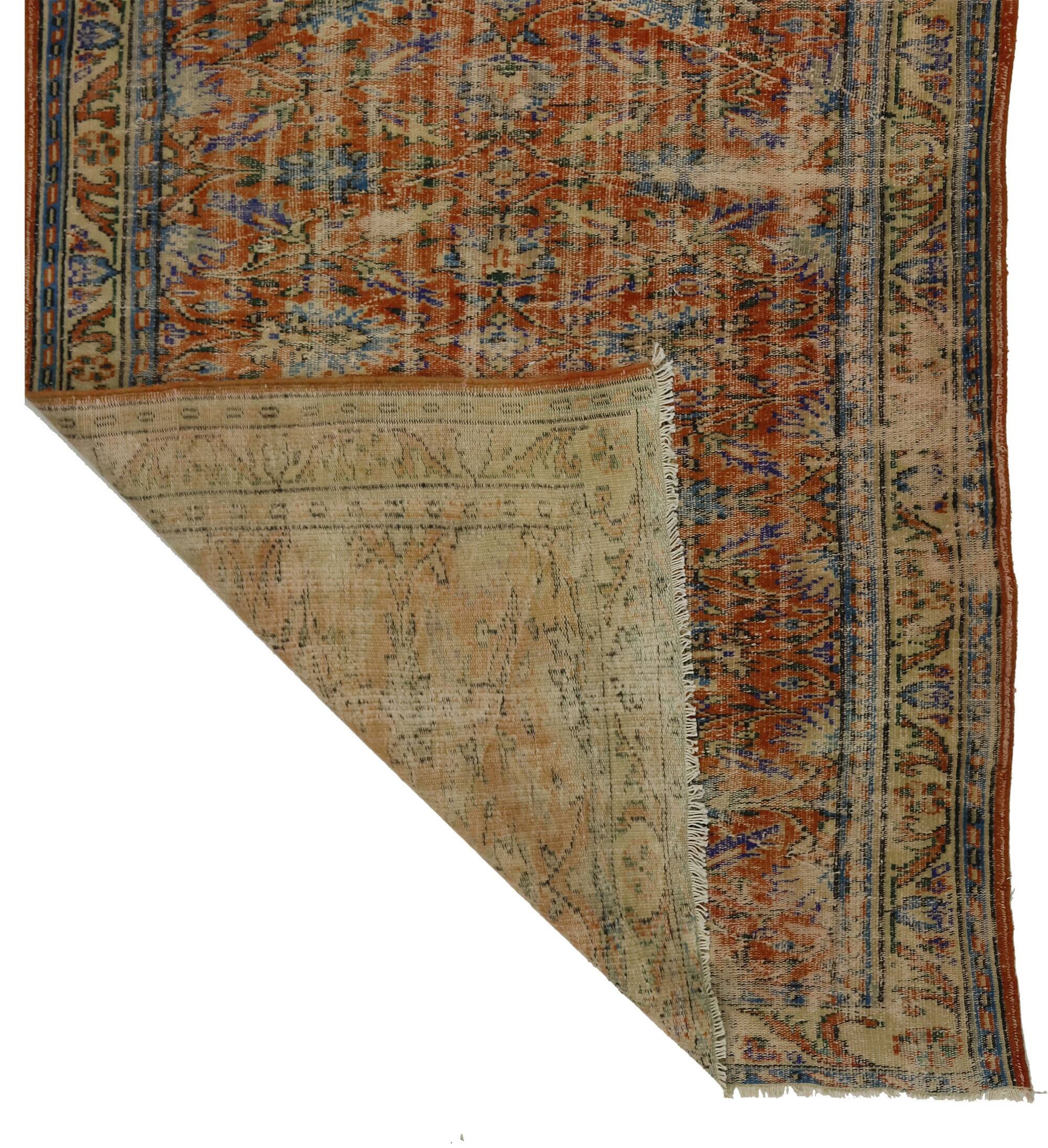 One-of-a-kind turkish handwoven vintage rug - rustic vintage charm 265x 168