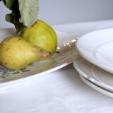 Flat faience of Lunéville China Keller & Guerin 1889 "Chaillot of Vercor" decoration in engraving enhanced drawing flowers