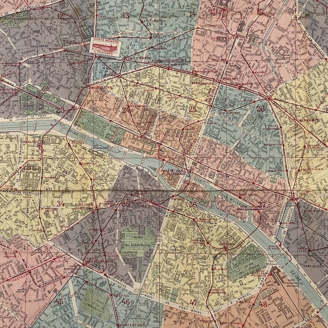 Map of Paris from the 1940s
