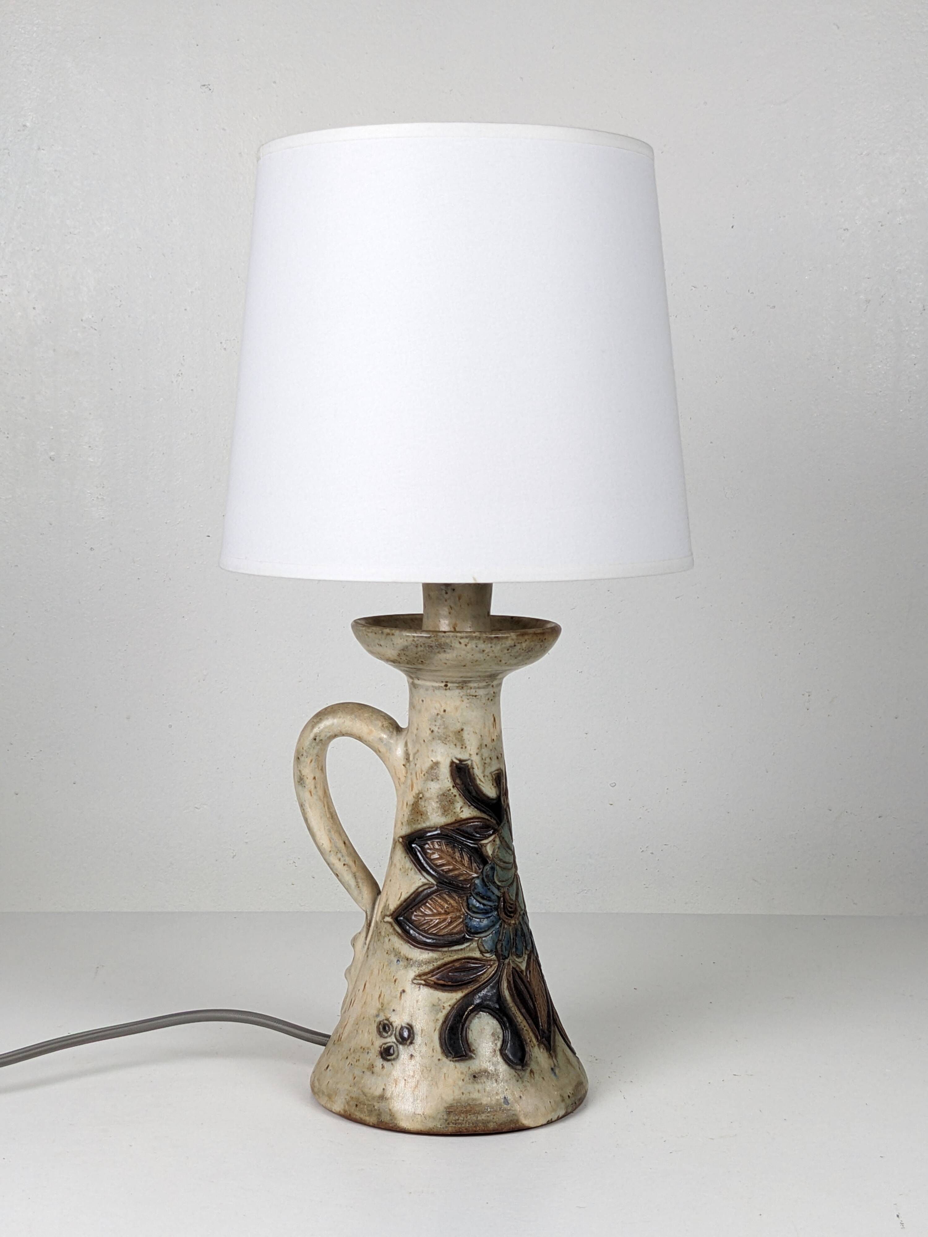 Pair of Bouffioulx sandstone candle lamps signed Dubois - 1970s