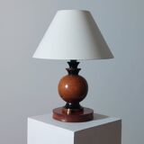 Turned wooden Art Deco table lamp