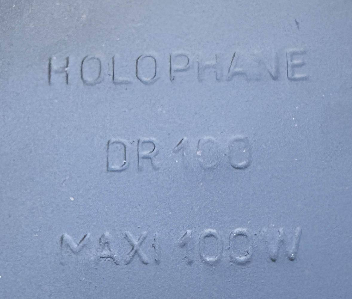 Holophane ceiling light in prismatic glass – 1960s industrial design