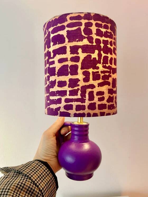 Expressive table lamp in Plum Black made from a vintage design vase by WGP.