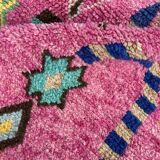 Boho chic Moroccan pink wool rug