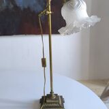 Art Deco bronze and frosted glass tulip lamp