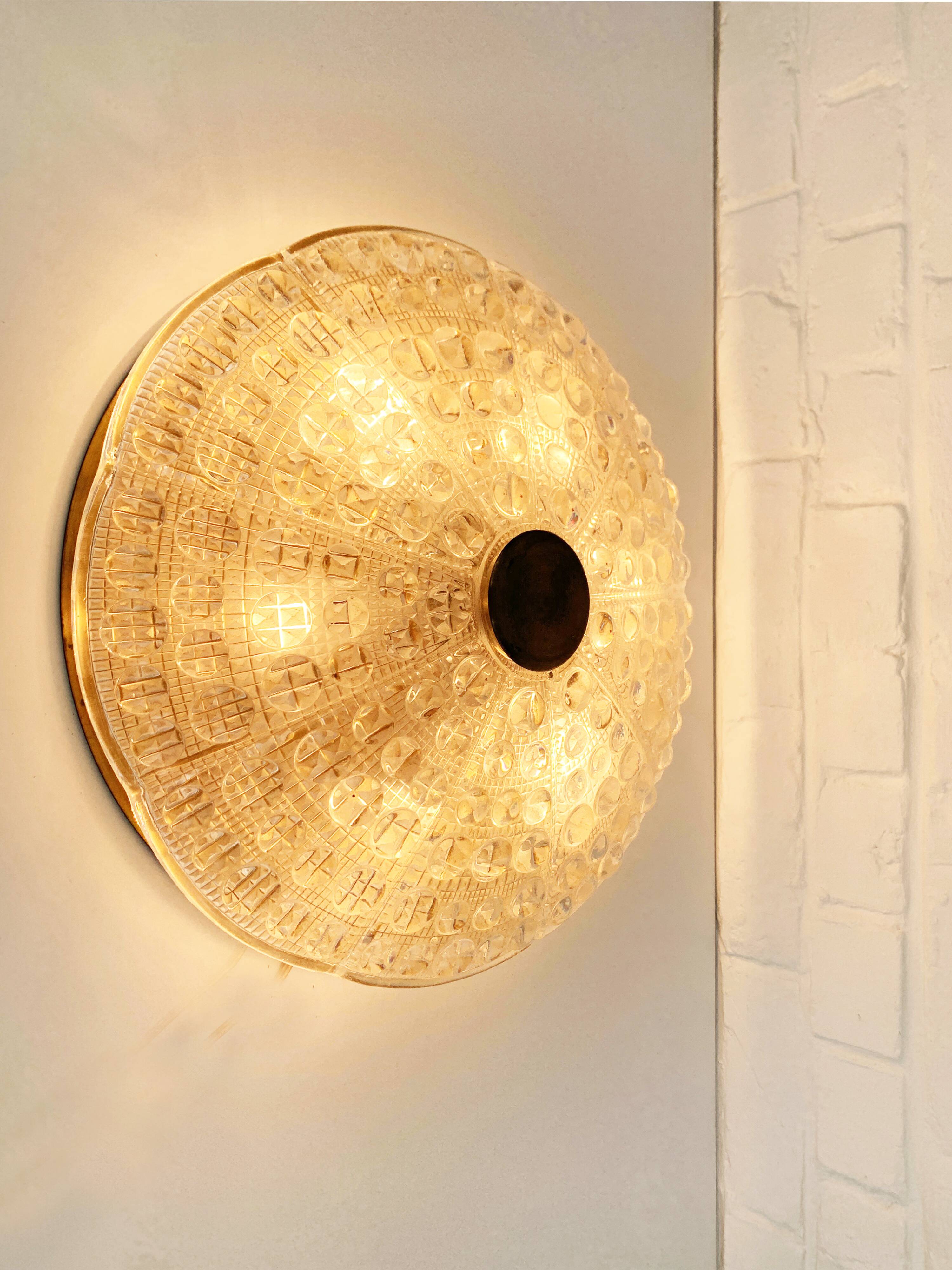 ceiling lamp by carl fagerlund for Lyfa, glass & brass, Denmark, 1960s