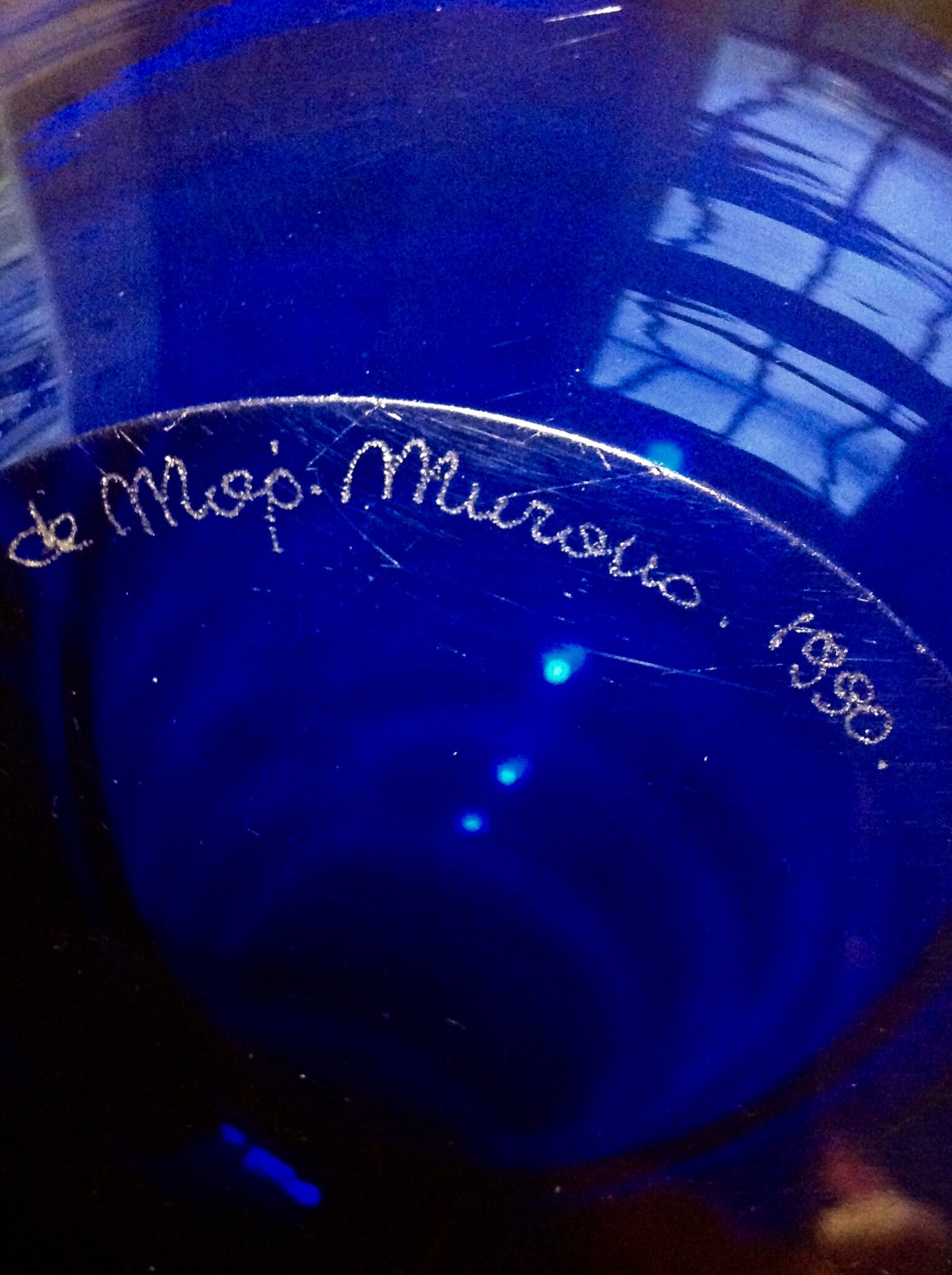 Signed and dated Murano glass ashtray