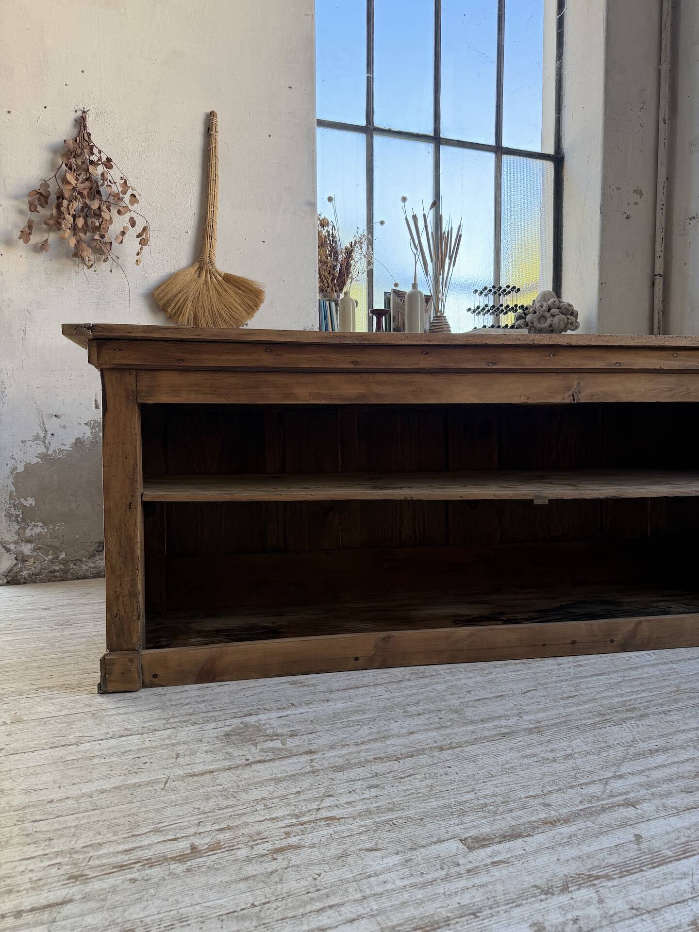 Comptoir de commerce 1950 bois pin 211cm