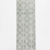 3x9 Shades Of Light Green & Black Vintage Runner Rug, 81x275Cm