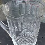 Carafe en verre et cristal transparent, ciselées, motif ananas ancienne