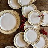 Vintage cake service l'Amandinoise in yellow and gold