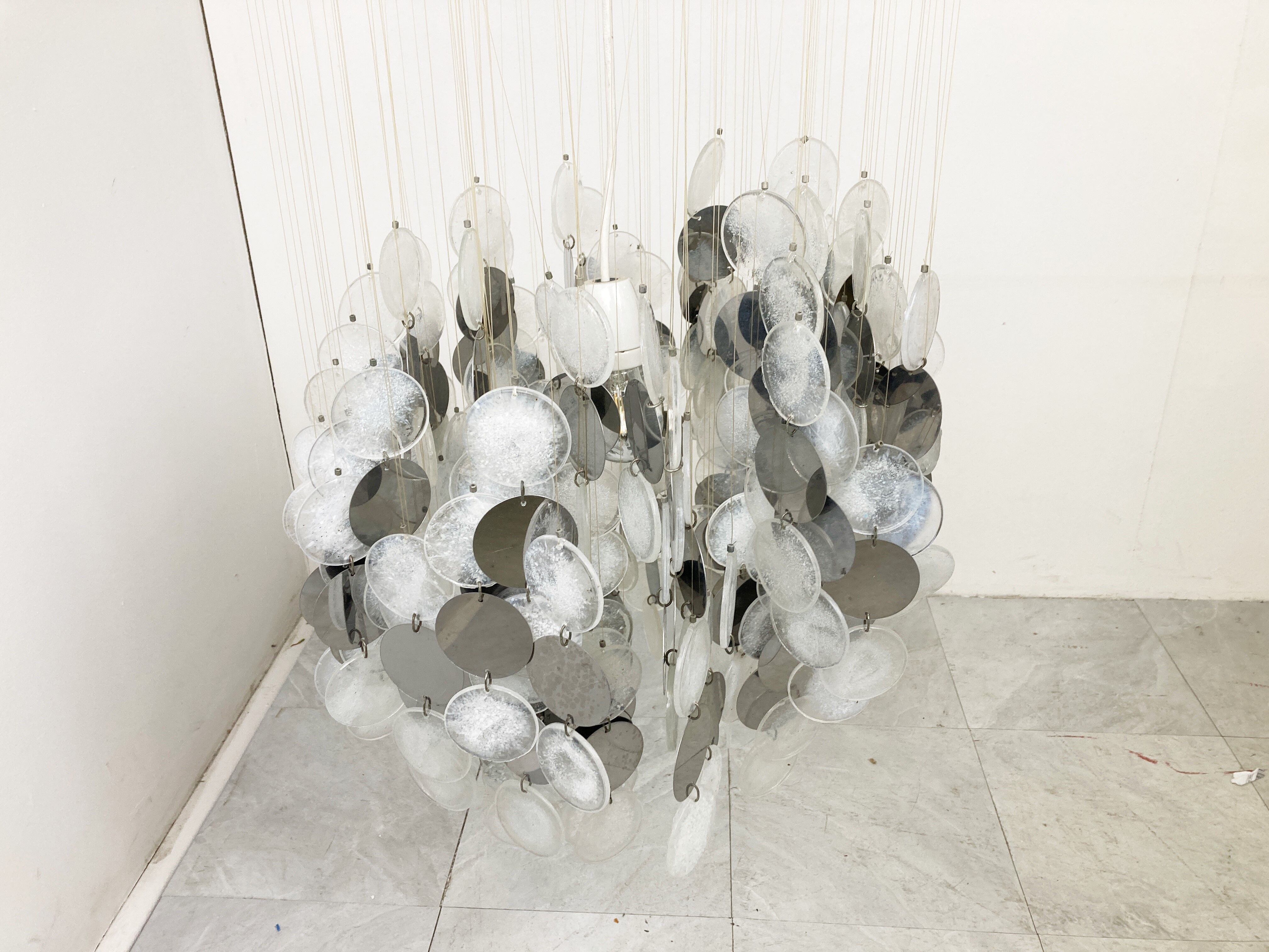 Mid century glass chandelier, 1970s