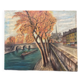 Robert morin, les quais de notre-dame de paris, huile sur toile