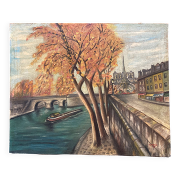 Robert morin, les quais de notre-dame de paris, huile sur toile