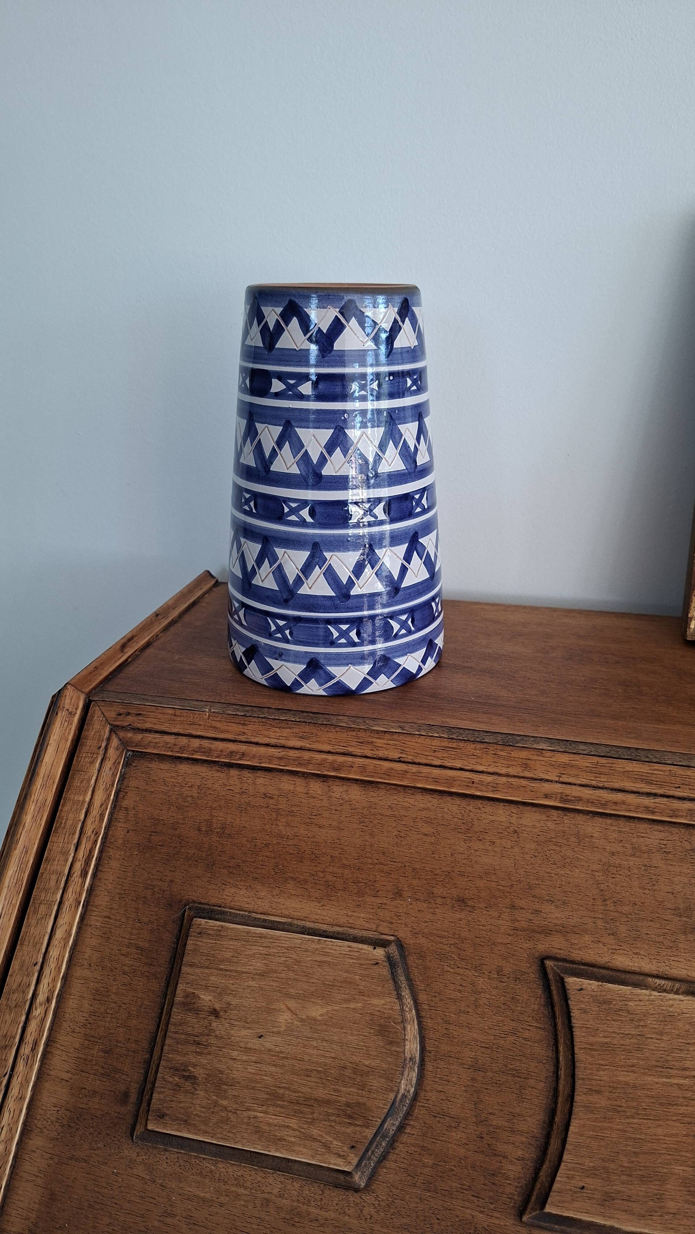 Blue and White Ceramic Decorative Vase Robert Picault