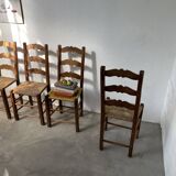 Rustic handcrafted oak chairs 1900