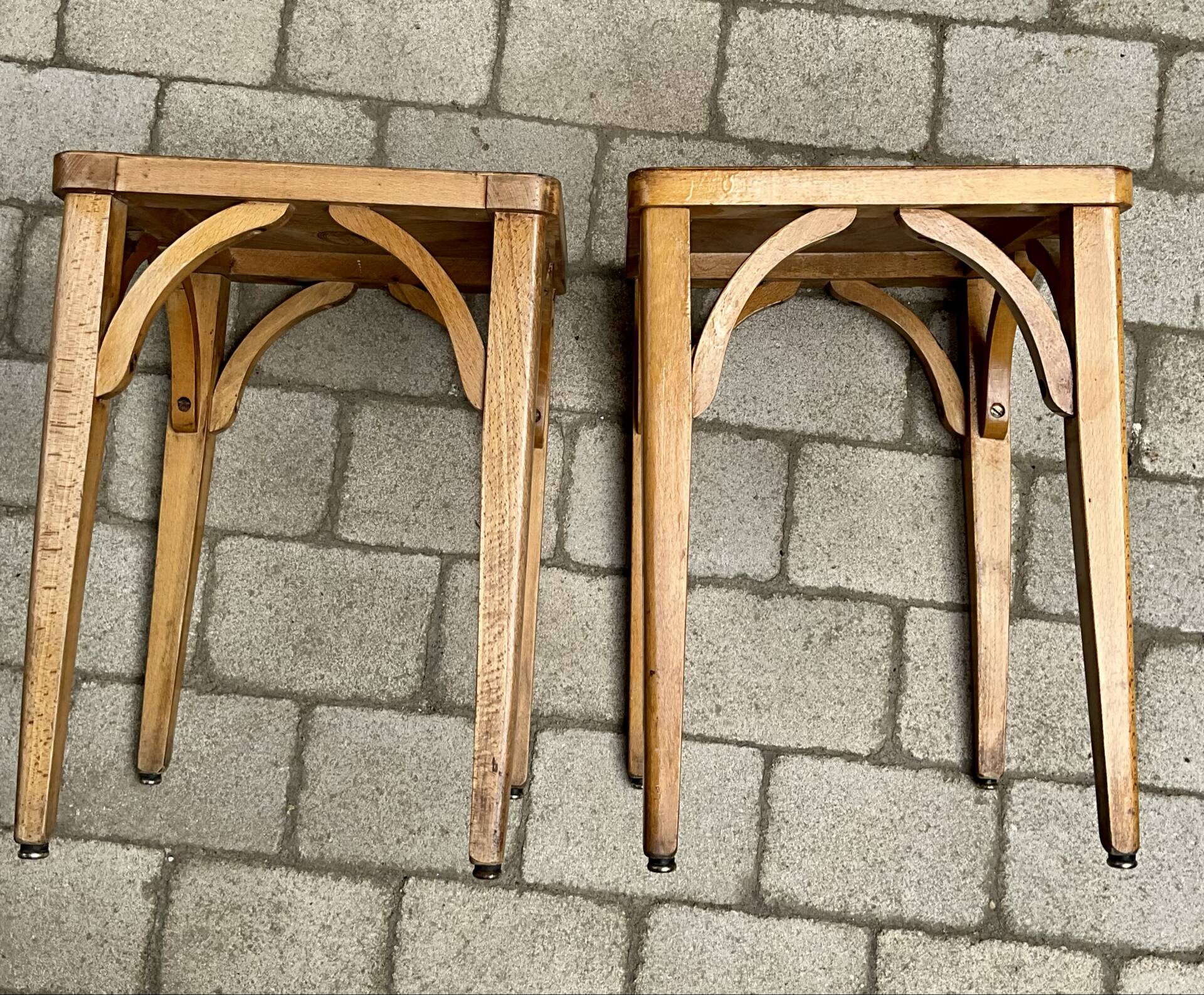 Luterma stool pair in beech – France, 1950s