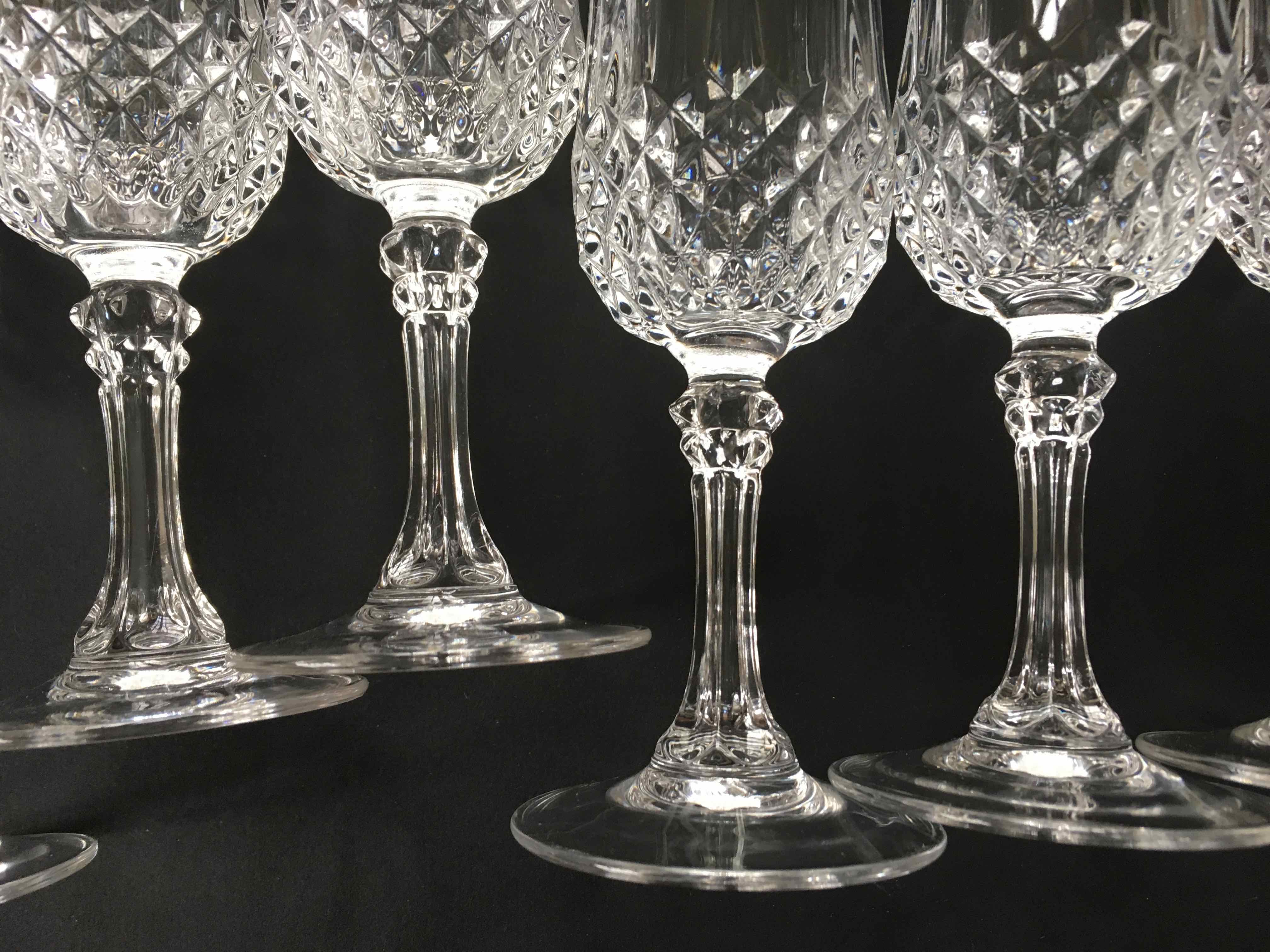 Set of 6 crystalline champagne flutes cut