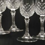 Set of 6 crystalline champagne flutes cut