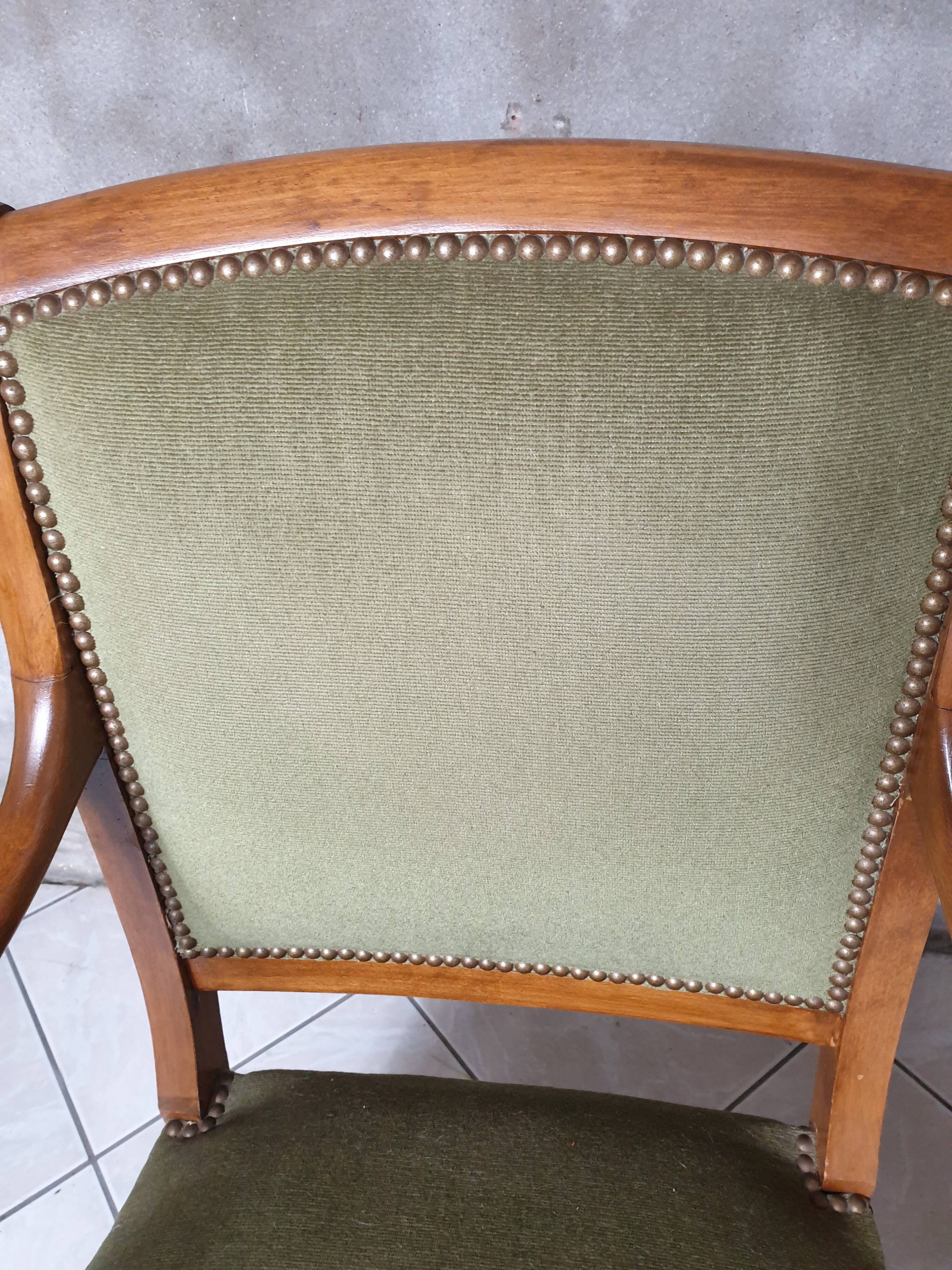 Fauteuil anglais velours vert