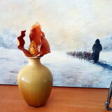 Vase céramique jaune moutarde  XXe siècle Jean-Luc Noël