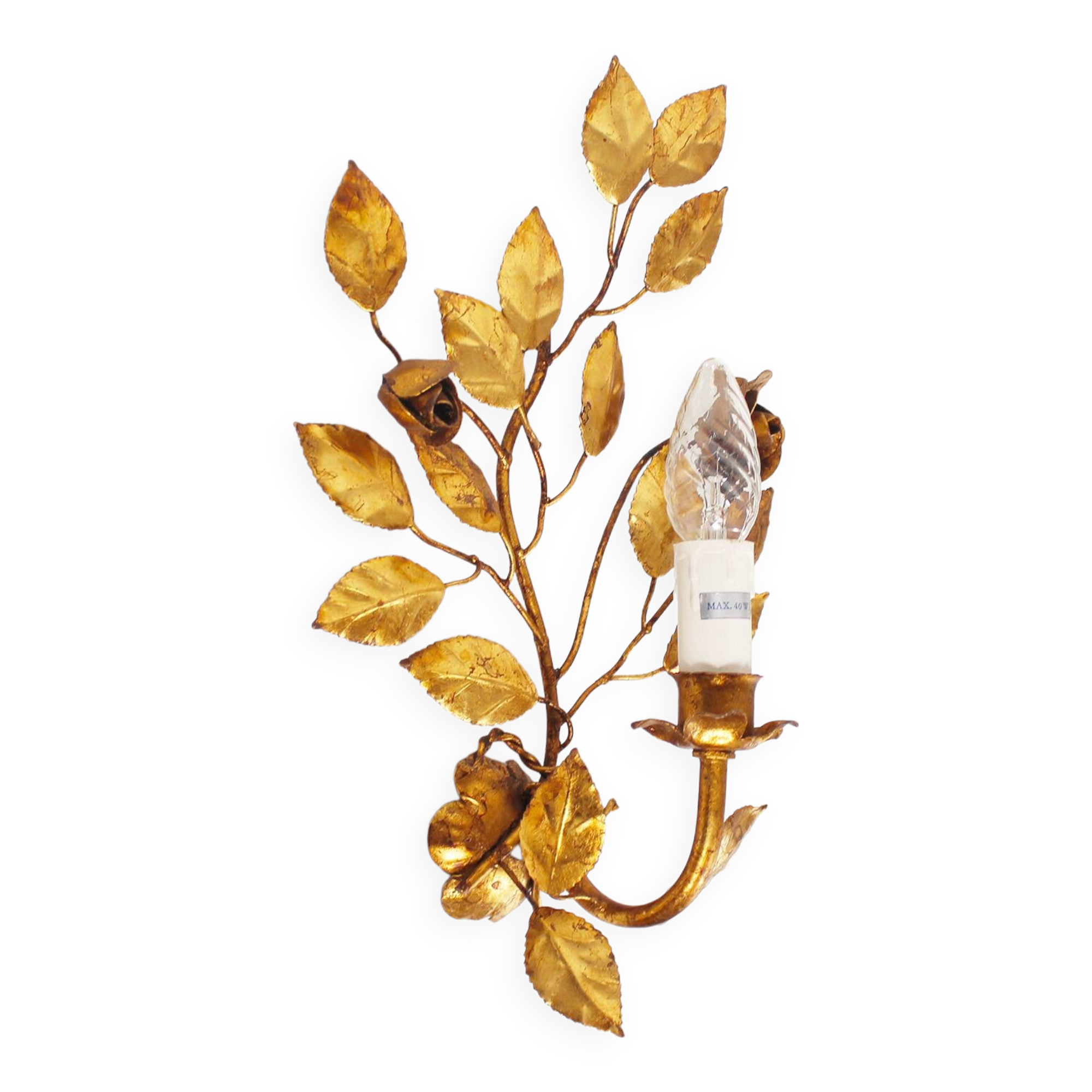Antique Italian gilt rose wall lights by Hans Kogl