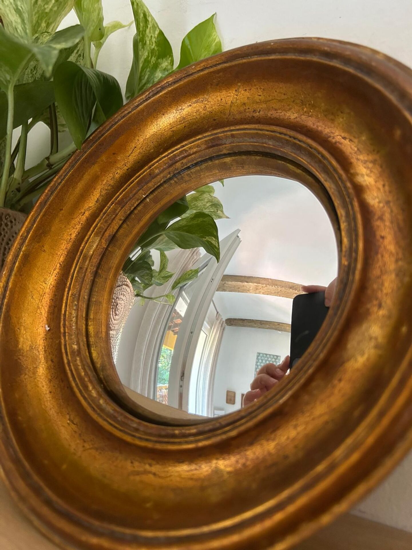 Miroir rond convexe doré miroir de sorcière
