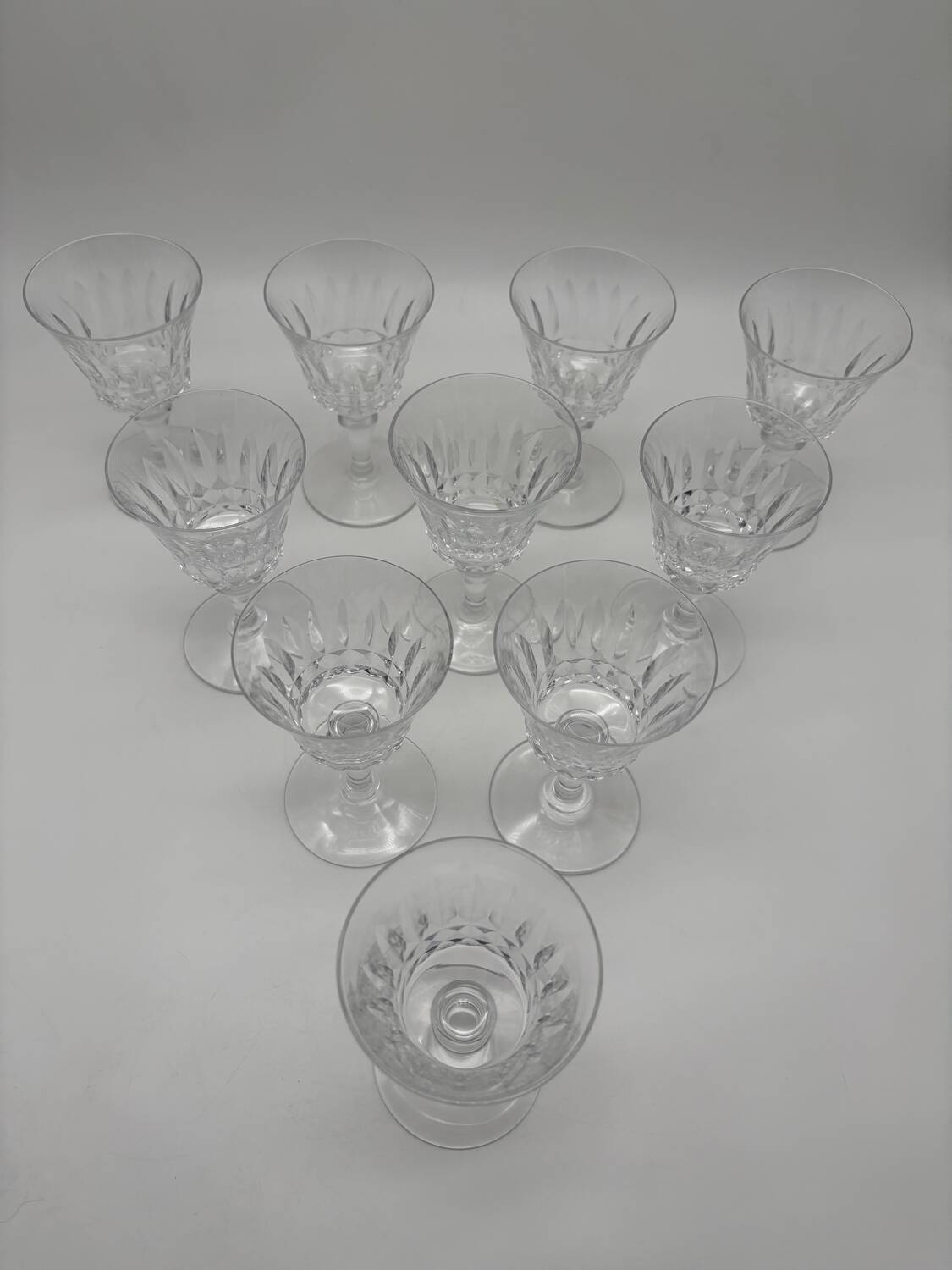 10 verres Baccarat, model Picadilly, France, verres à pied en cristal à porto / liqueur