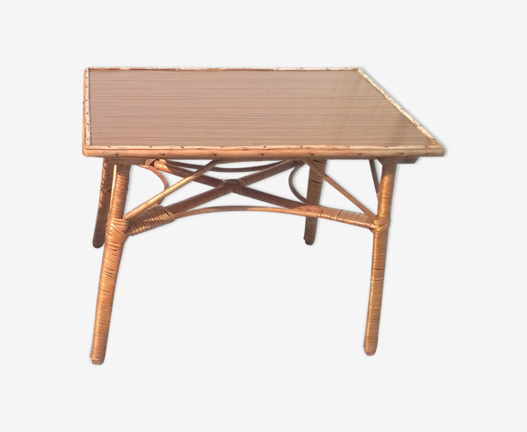 Bureau enfant en rotin avec sa chaise