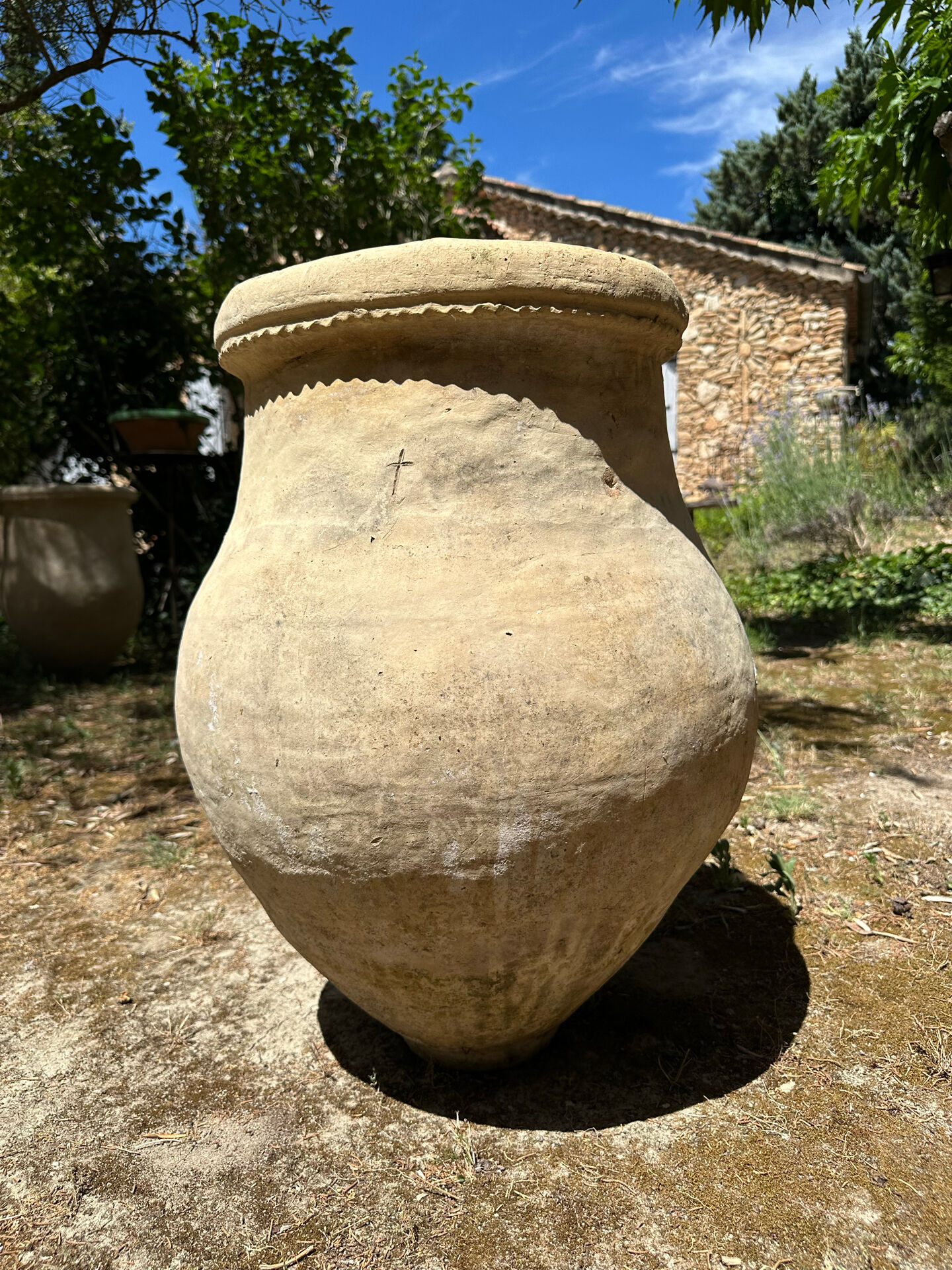 Ancient terracotta pottery jar
