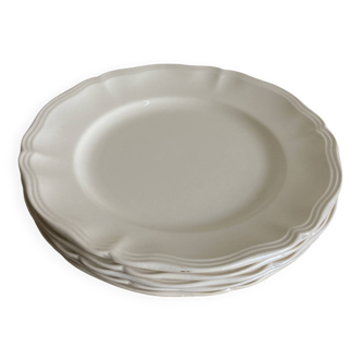 Set of 5 Sarreguemines ivory plates with gadroons 1960