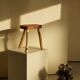 Modern Danish handmade organic wood tripod stool Wabi Sabi, 1960s