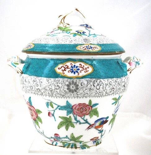 Minton porcelain sugar bowl, decor 3084 Cuckoo, blue cuckoo, excellent condition.