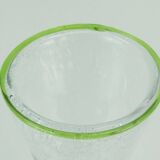 1970s glass VASE by eisch thick clear glass and bubble glass green rim