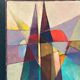 Oil on Swedish panel – 'Geometric Composition' by Stellan Widholm – Signed – vintage and framed – 35 × 32 × 5 cm