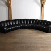 De Sede DS 600 “Non-Stop” sectional black leather sofa by Heinz Ulrich, Ueli Berger and Eleanora Peduzzi-Riva, 1970s