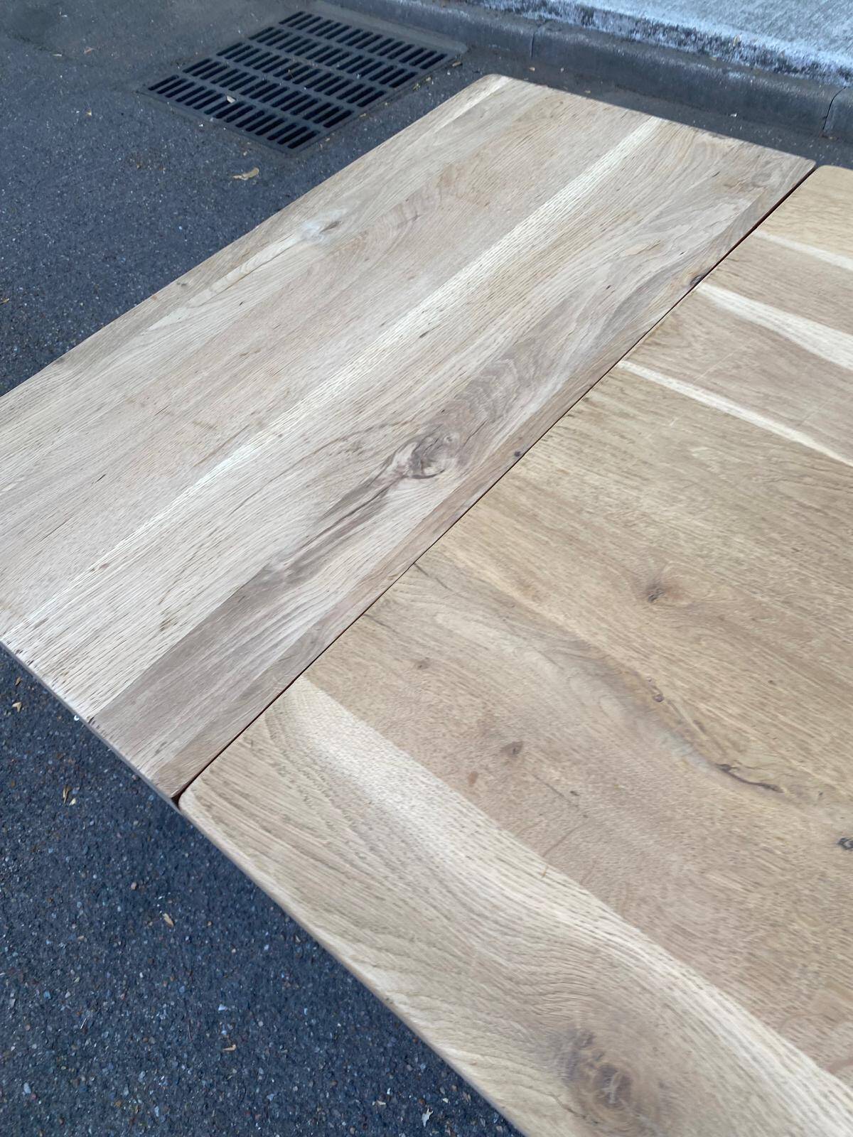 Farmhouse dining table extendable stripped in raw solid oak 180-270cm 1