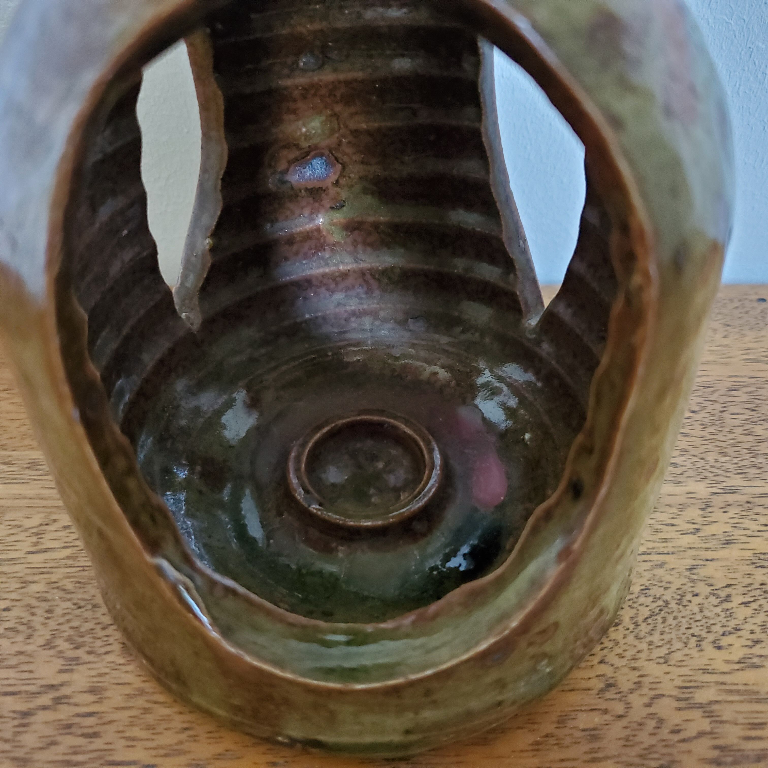 Pyrite sandstone candle holder