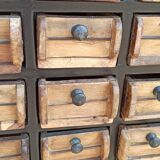 Metal cabinet with wooden drawers