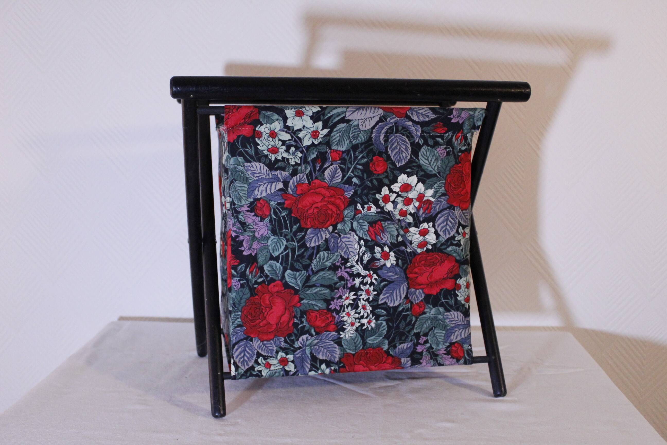 Floral fabric magazine rack