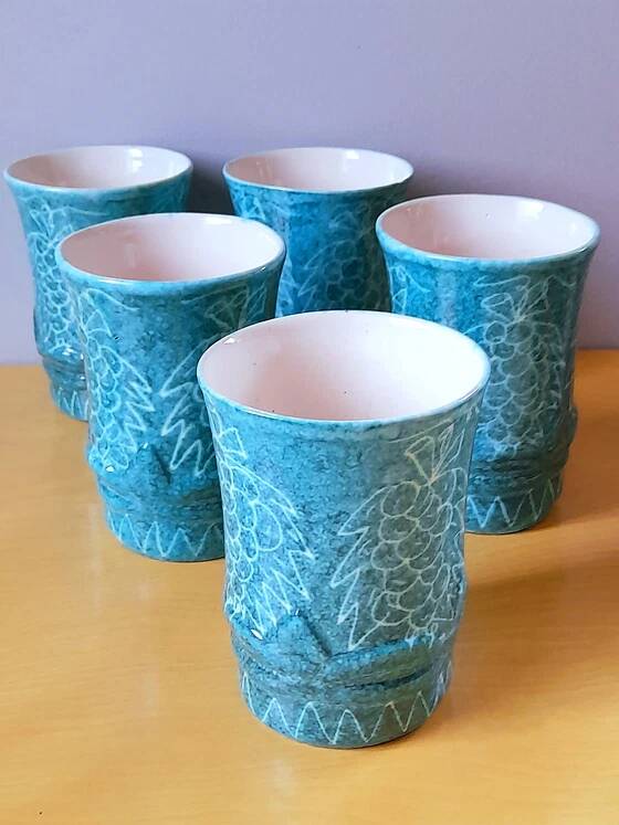 Ceramic glasses for orangeade J. Sagan, Vallauris