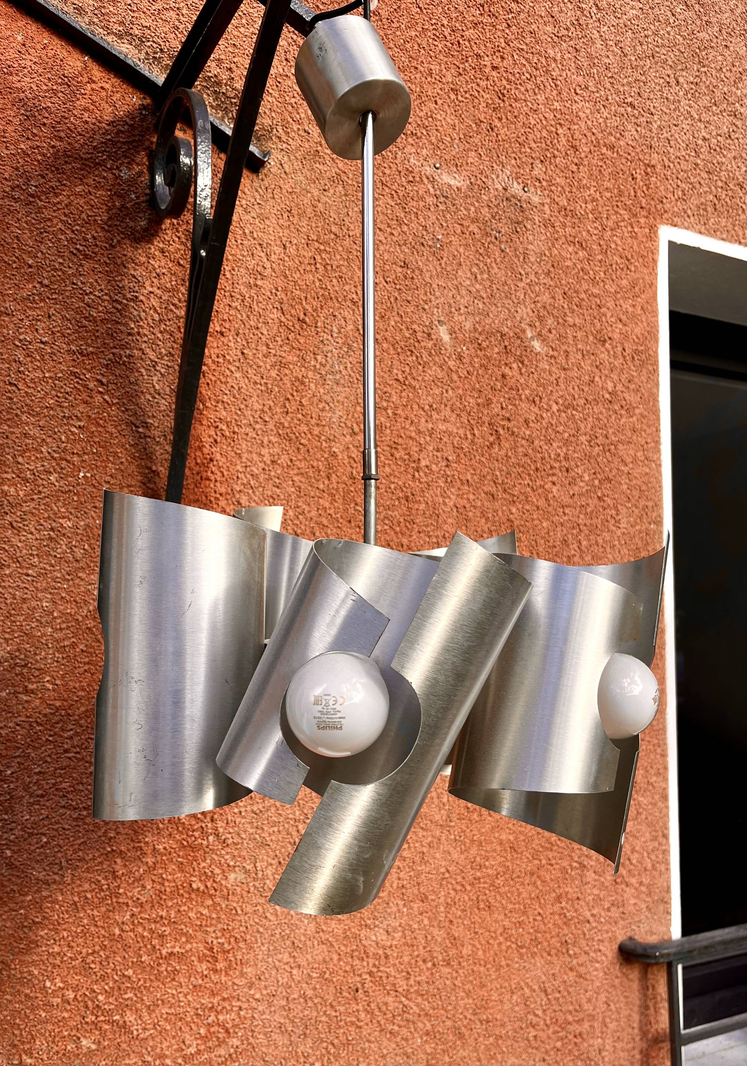 Space age aluminum pendant chandelier