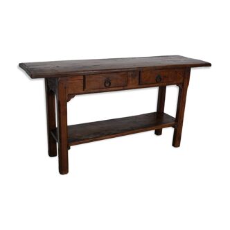 Antique French Rustic Farmhouse Oak Side Table, 19th Century