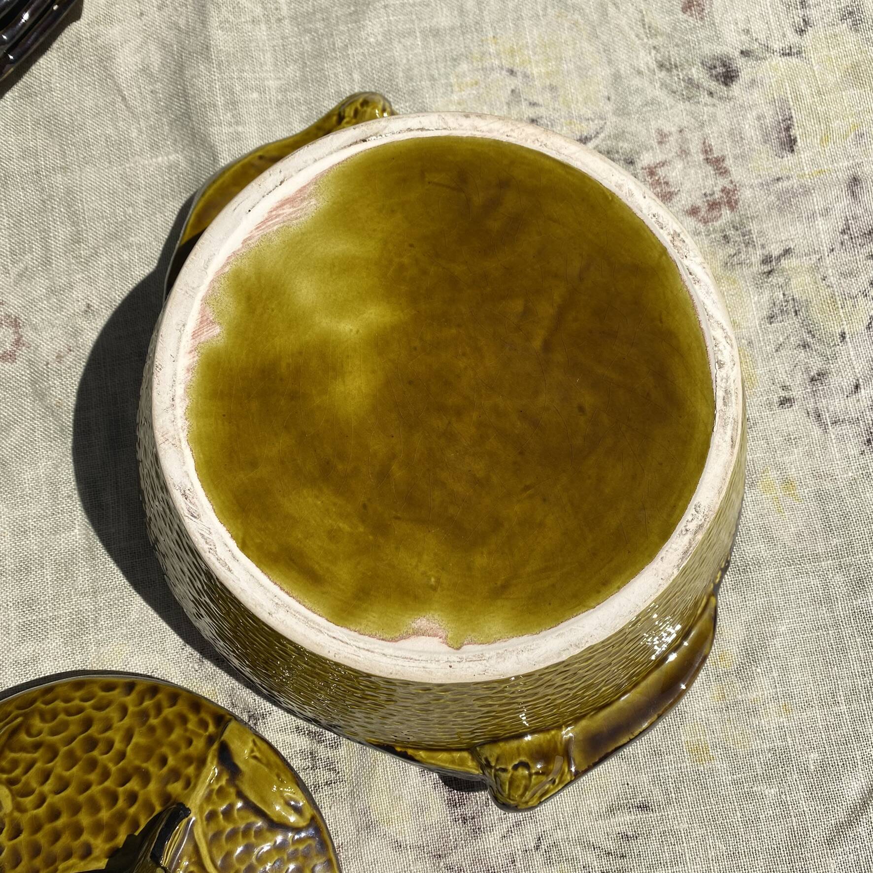 Vintage bouillabaisse service in faience, 13 pieces, 1970s.