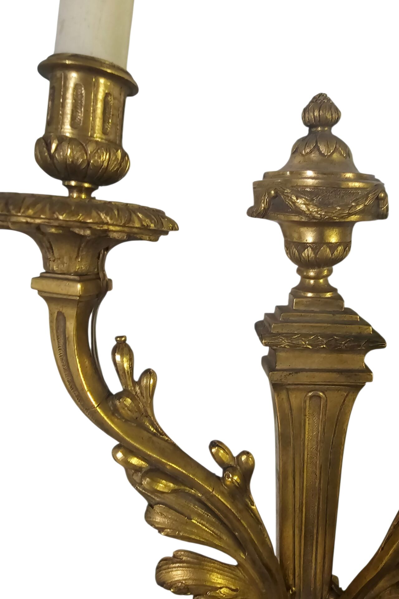 Pair of antique wall lights in Louis XVI style — Chiselled bronze — 2 arms —