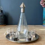 Glass and silver-plated liqueur service
