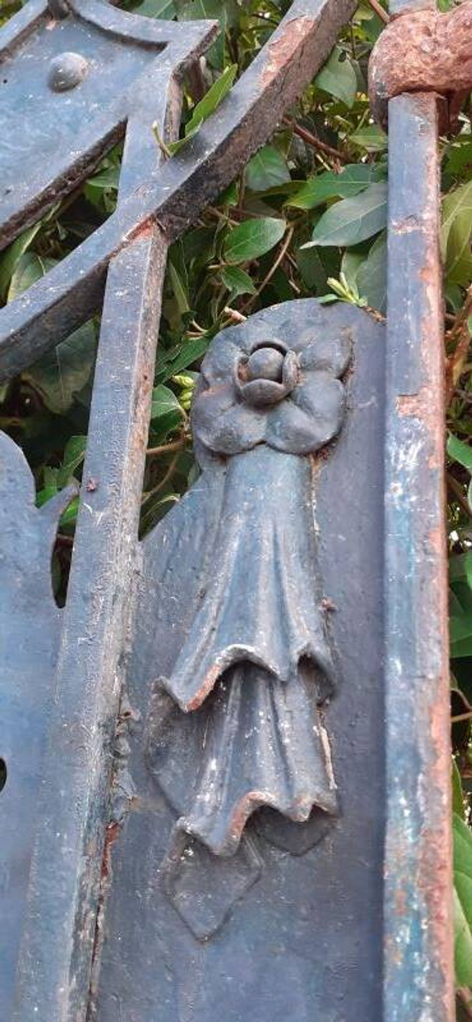Solid gate, garden iron, H227x110cm, old, exterior door